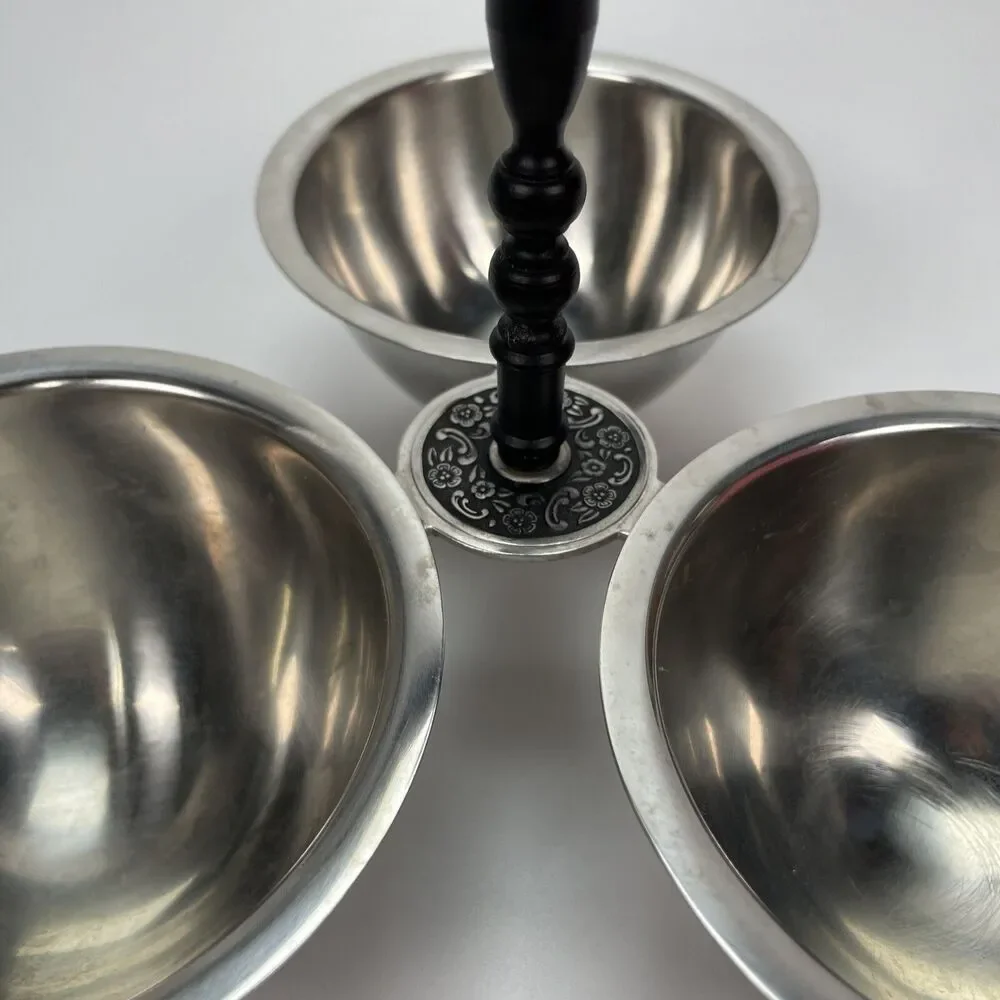Vintage Oneida Custom Stainless 18/8 Condiment Relish 3 Bowl Server Original Box